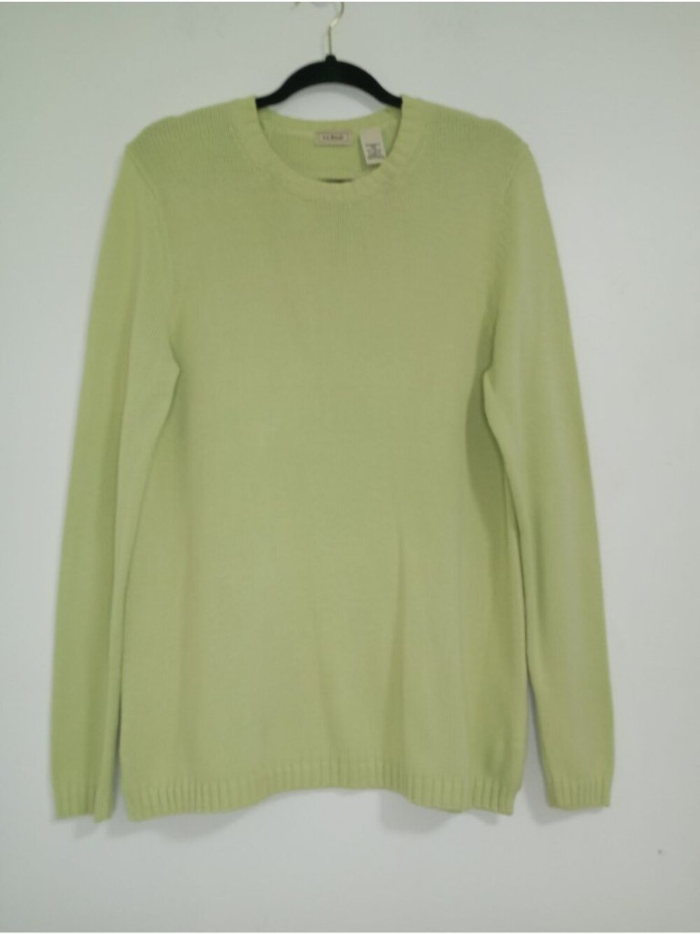 L.L. Bean Womens Light Green Crewneck 100% Cotton Sweater Size S